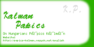 kalman papics business card